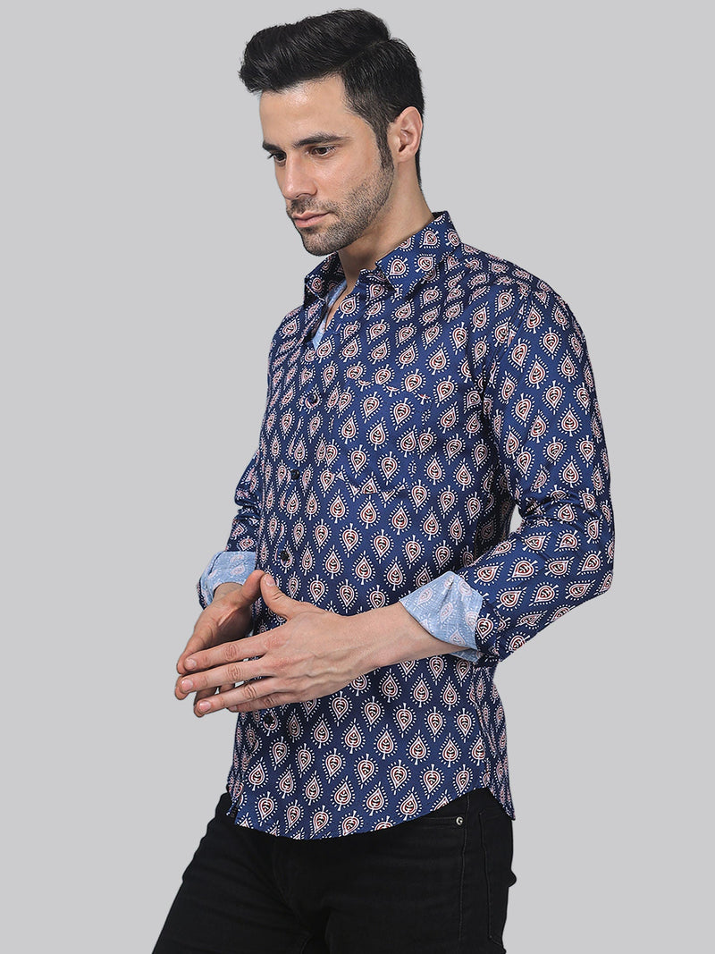 Majestic Marble Cotton Blend Printed Shirt for Men 4