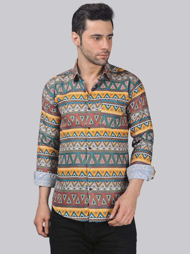 Mid-Century Cotton Blend Printed Shirt for Men 2