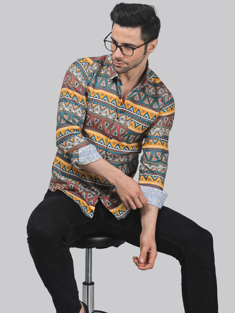 Mid-Century Cotton Blend Printed Shirt for Men 5