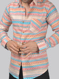 Minimalist Cotton Blend Printed Shirt for Men