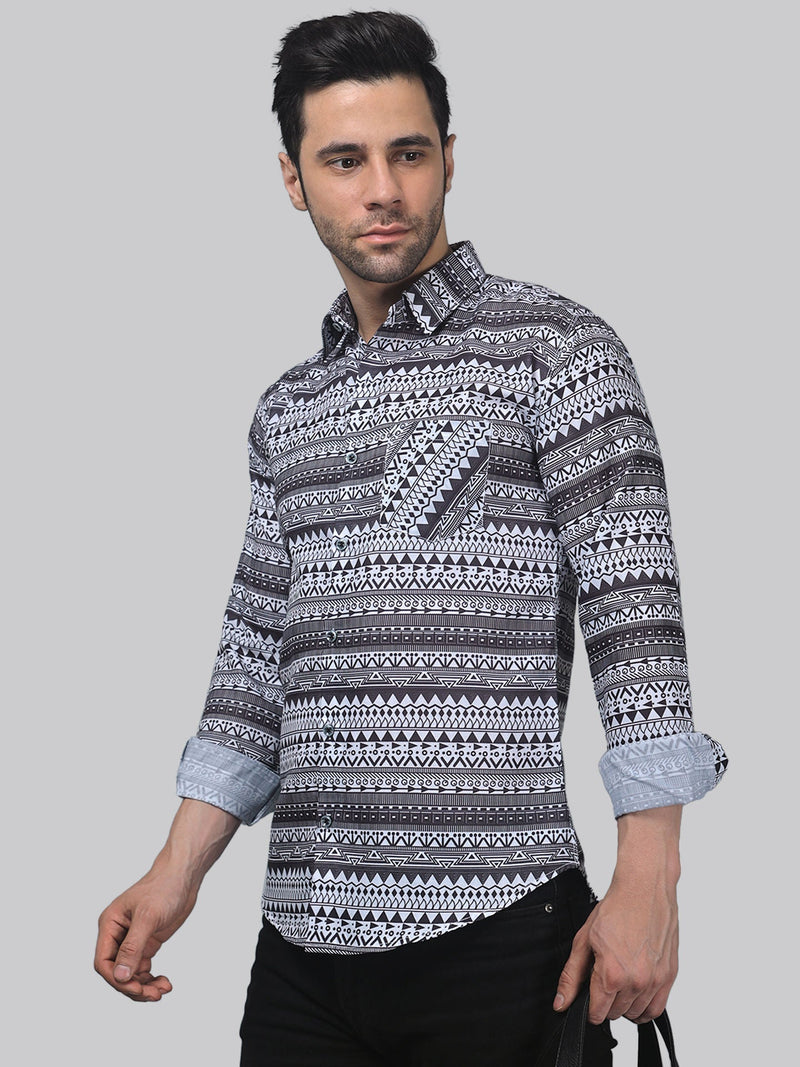 Pop-Art Cotton Blend Printed Shirt for Men 4