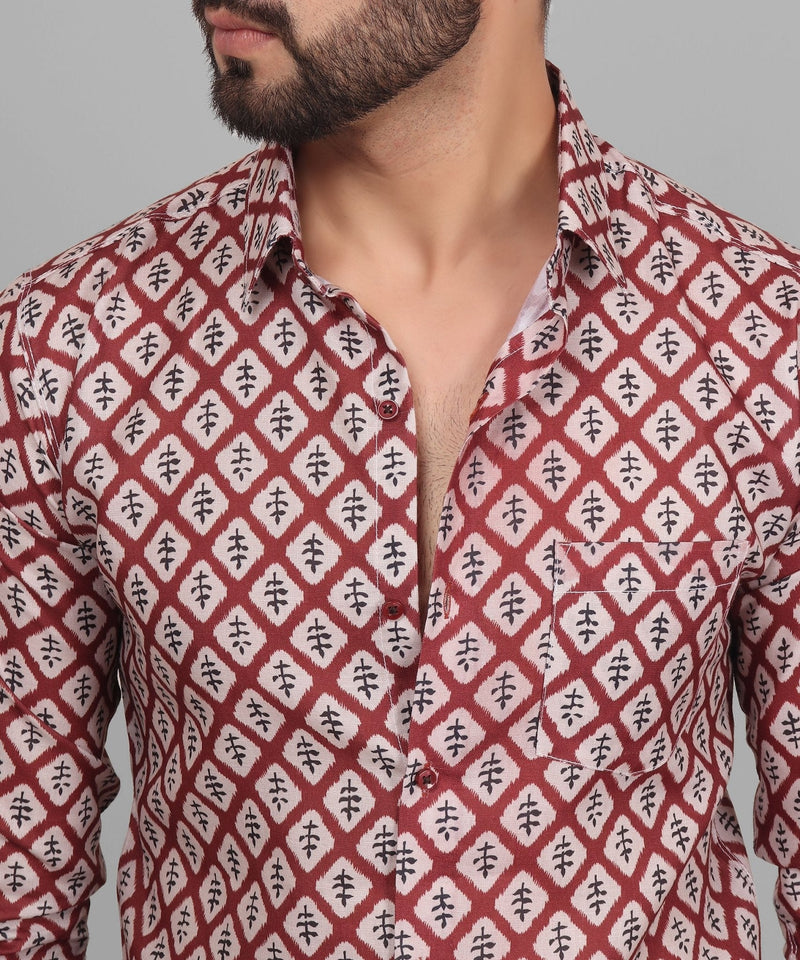 Renaissance Cotton Blend Printed Shirt for Men 1