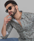Retro Cotton Blend Printed Shirt for Men