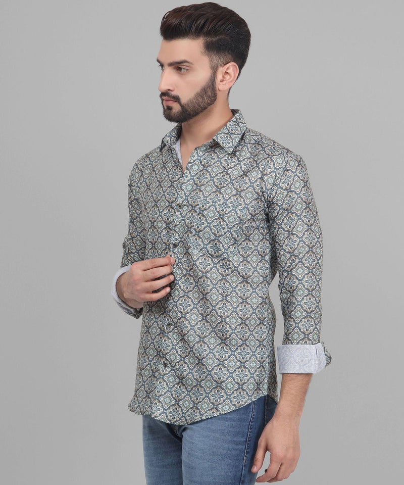 Retro Cotton Blend Printed Shirt for Men 6