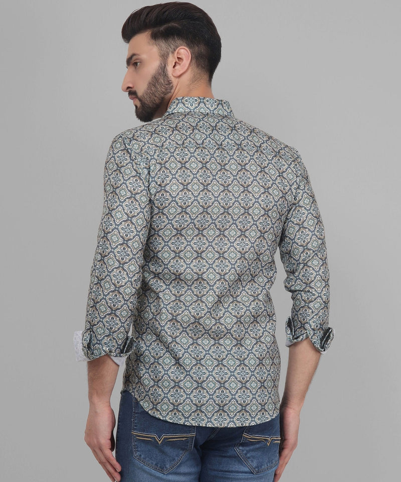 Retro Cotton Blend Printed Shirt for Men 3