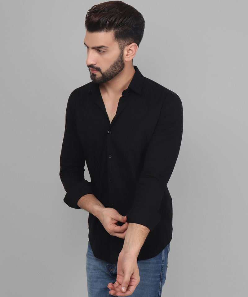 Shade Black Button Down Cotton Shirt for Men 6
