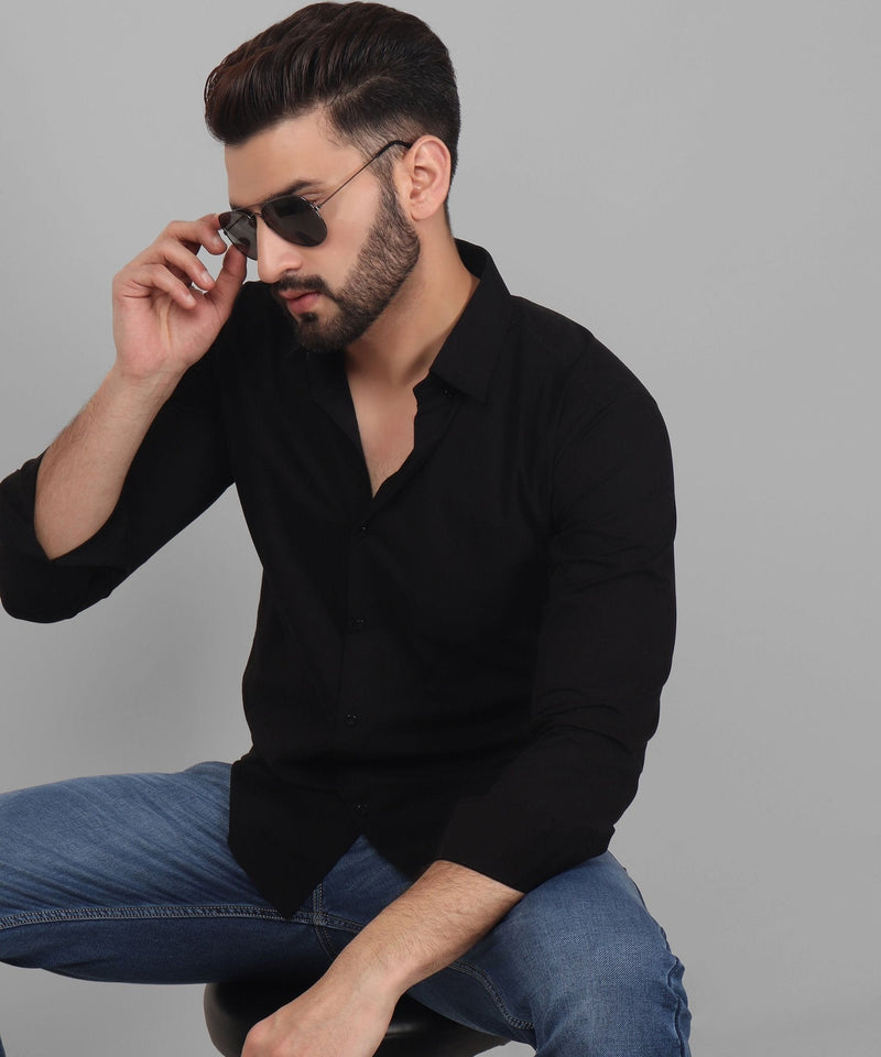 Shade Black Button Down Cotton Shirt for Men 2